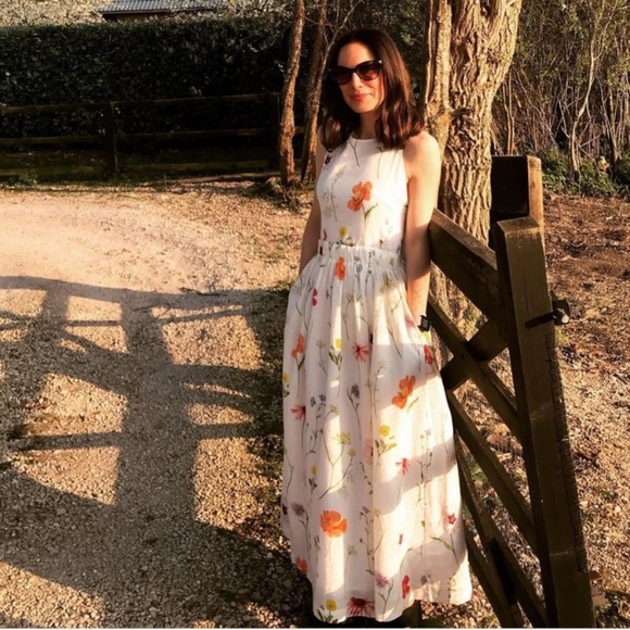 H&M Meadow Collection Linen Blend Dress Bloggers Fav - Picture 7 of 16
